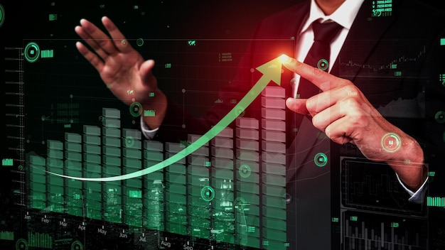 Double Exposure Image of Business Profit Growth conceptual