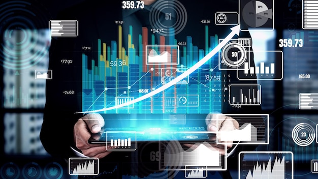 Double Exposure Image of Business Profit Growth conceptual