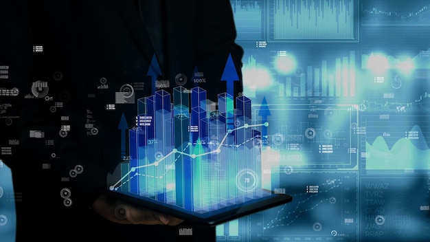 Double Exposure Image of Business Profit Growth conceptual