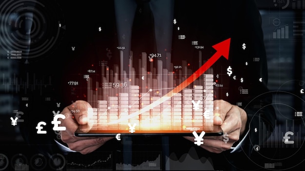 Double Exposure Image of Business Profit Growth conceptual