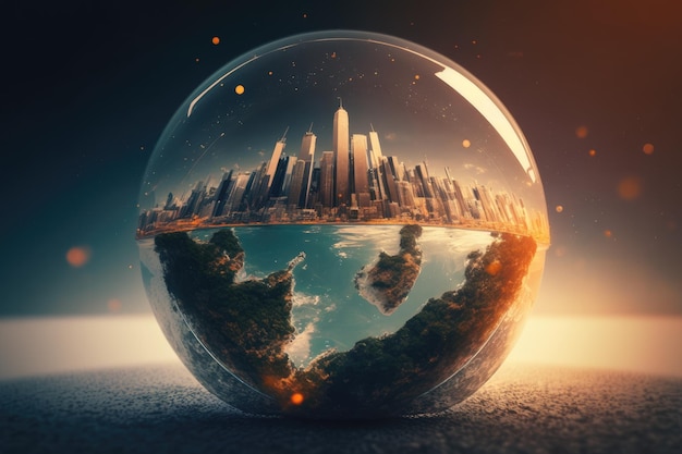 Double exposure of planet earth and investment concept