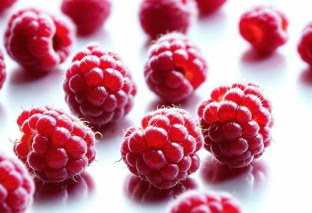 Photo double raspberry isolated on white background as package design element