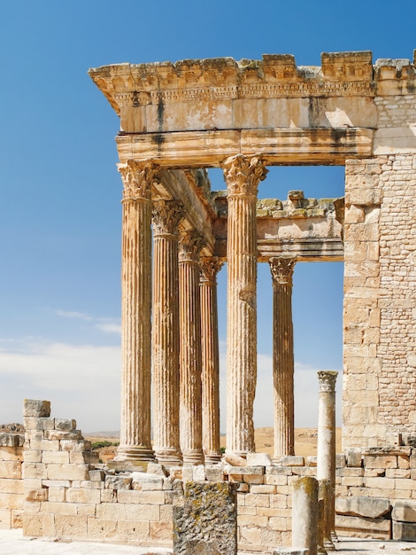 Dougga, Roman Ruins. Unesco World Heritage Site in Tunisia.