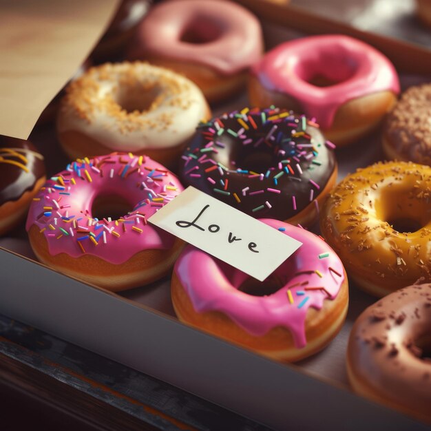 Photo doughnut cake collection with various flavors and toppings for dessert lovers