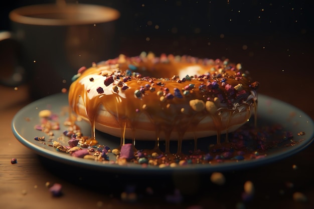 A doughnut with a sprinkles on it