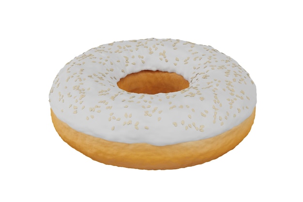 A doughnut with white icing and sprinkles on it