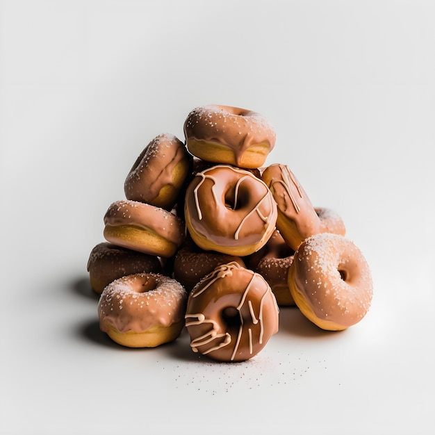 doughnuts on white background, perfect for advertising, packaging, menus, cookbooks. Highlighting te