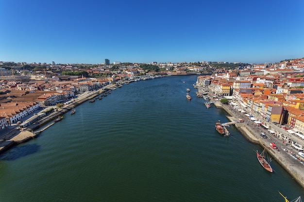 The Douro River through the Portuguese city of Porto.