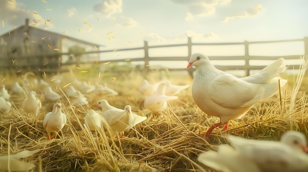 Dove farming in summers day