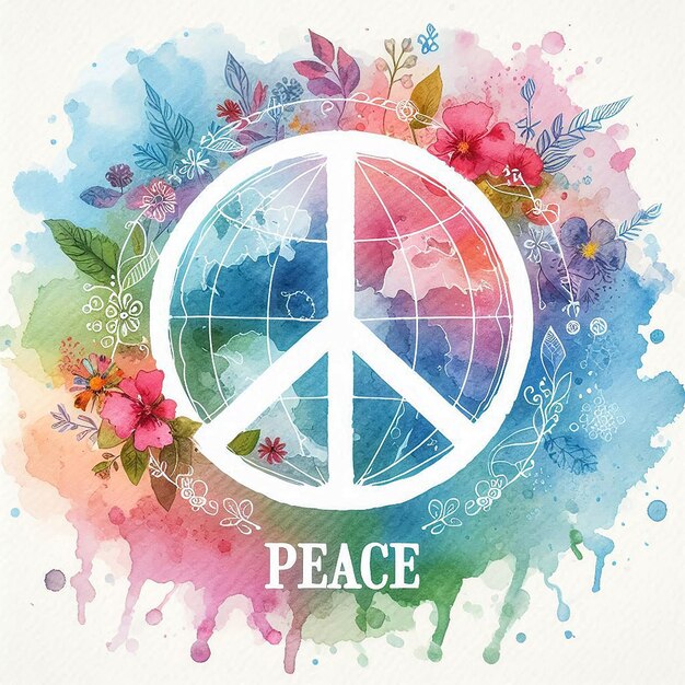 Dove peace symbol watercolor global peace art watercolor peace sign