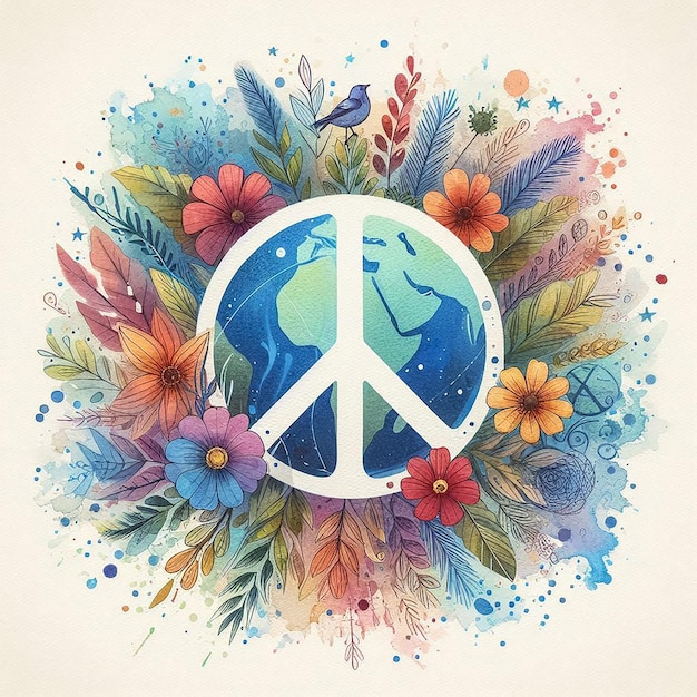 Dove peace symbol watercolor global peace art watercolor peace sign