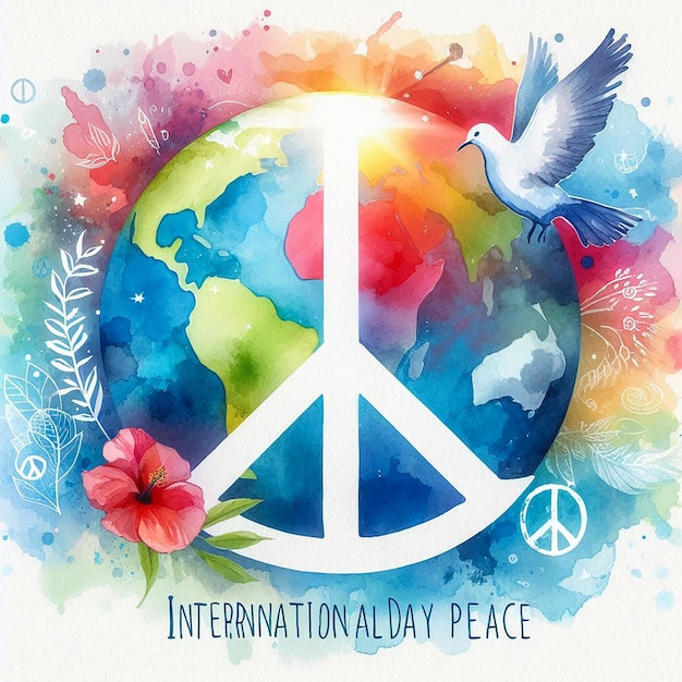 Dove peace symbol watercolor global peace art watercolor peace sign