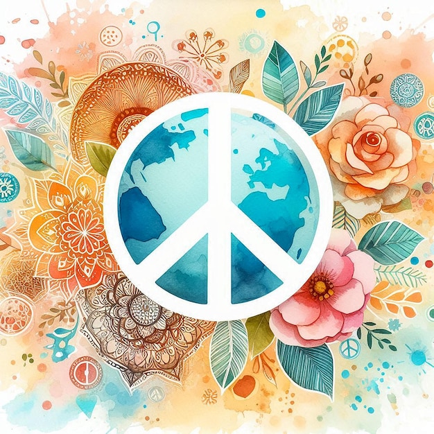 Dove peace symbol watercolor global peace art watercolor peace sign