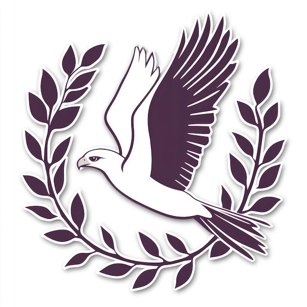 Photo dove of peace with olive branch wreath