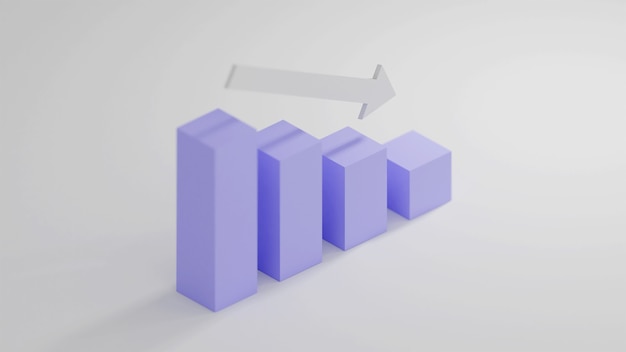 Down Chart with isometric view in 3D render