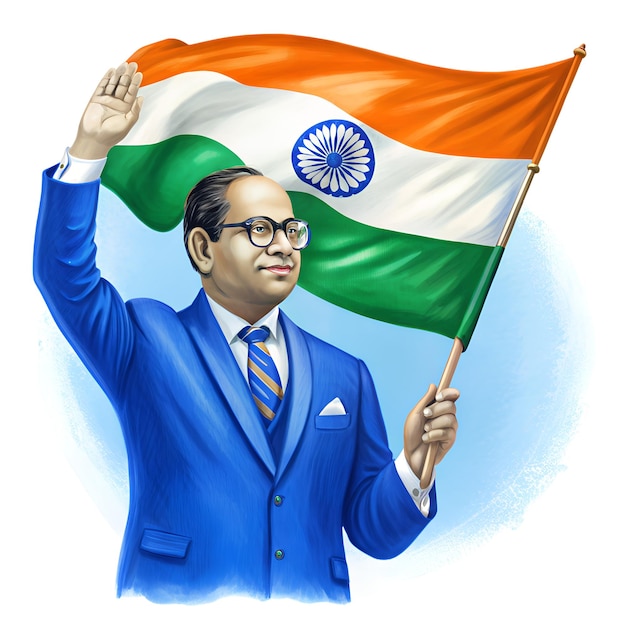 Photo dr babasaheb ambedkar jayanti an holding a flag that says jay hind png image