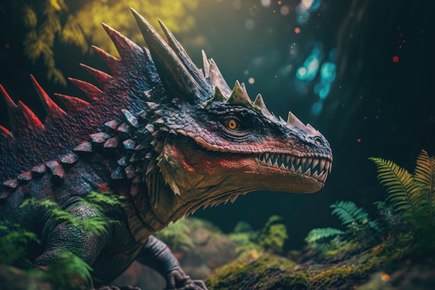 Dracorex Colorful Dangerous Dinosaur in Lush Prehistoric Nature by Generative AI