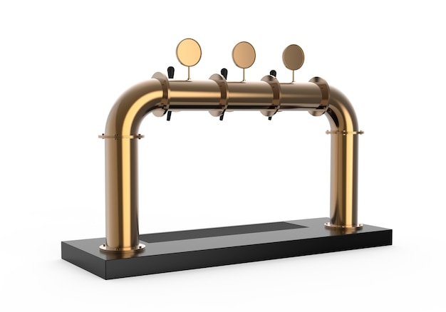 Draft beer tower pump render with handle and dispenser Equipment for bar 3d illustration