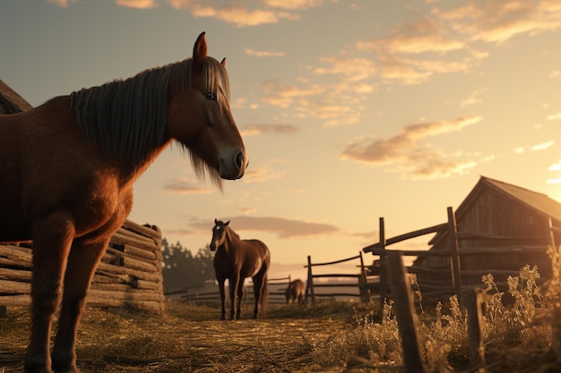 Draft horses on farms