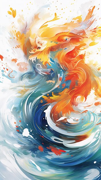 Dragon abstract art Abstract Watercolor create a unique and dynamic wallpaper Generated with AI