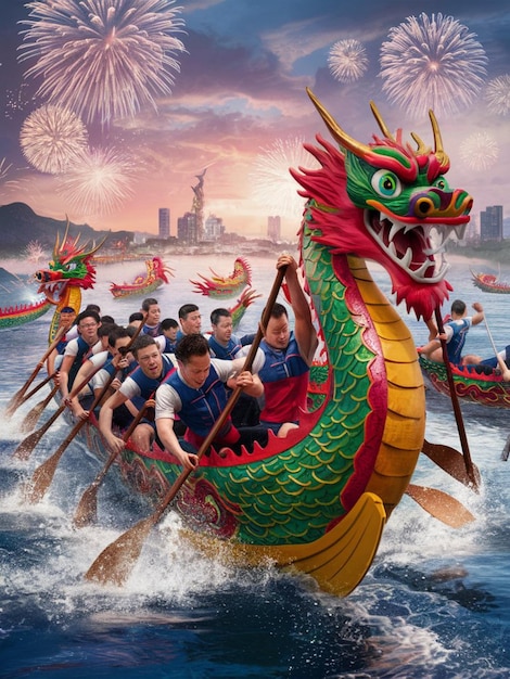 Dragon boat festival celebration illustration display