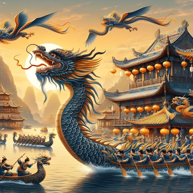 Dragon Boat Festival in China Background Wallpaper