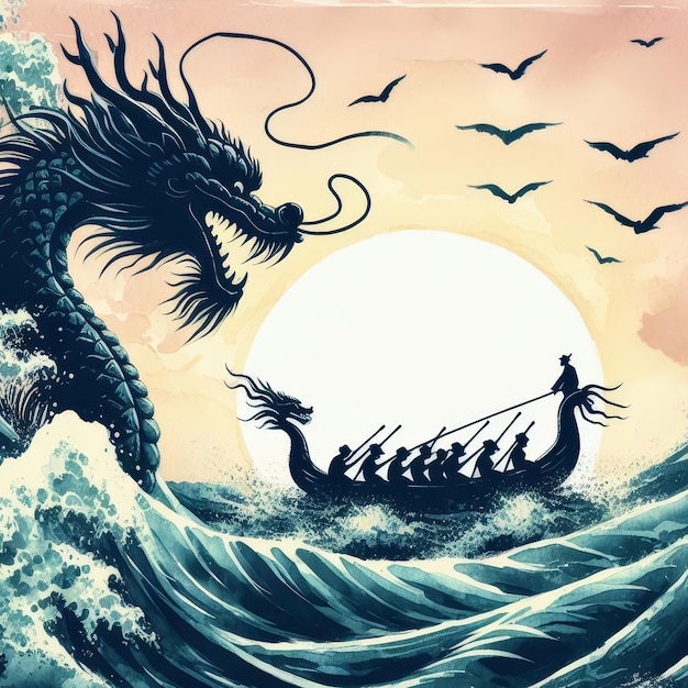 Photo dragon boat festival illustration