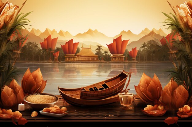 Dragon boats zongzi background design