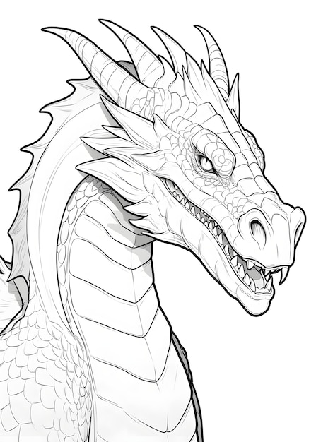 Dragon Coloring Page Dragon Line Art Coloring Page Dragon Outline Drawing For Coloring Page Animal Coloring Page Dragon Coloring Book AI Generative