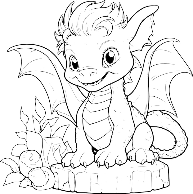 Photo dragon coloring page for kids