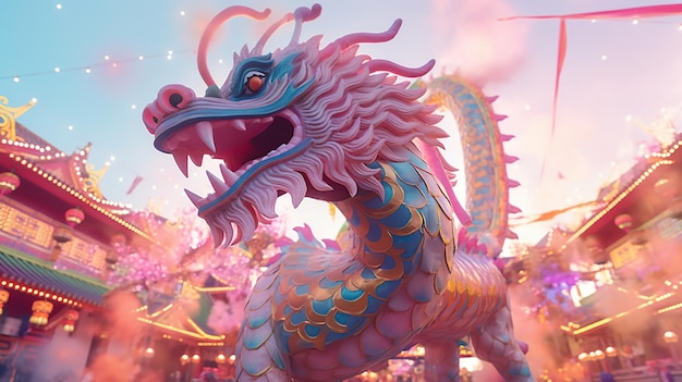 Dragon dance festival lunar new year Generative AI