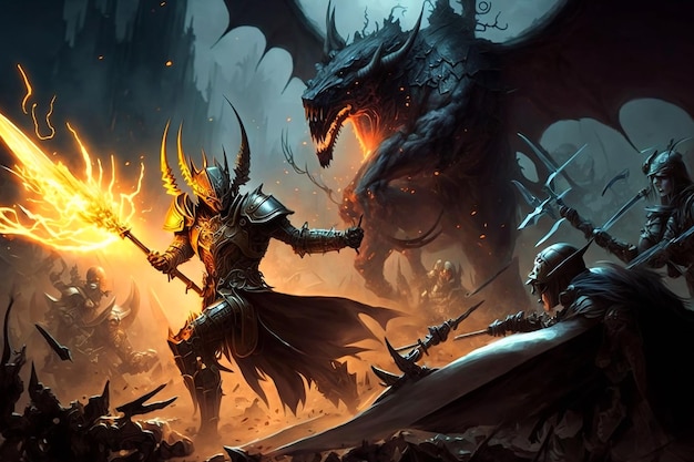 A dragon and a dragon fight in a fantasy world.