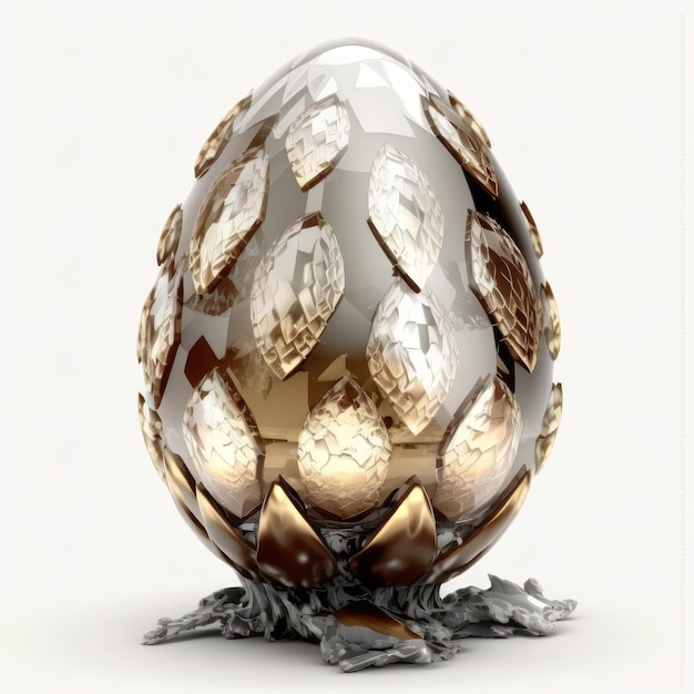 Dragon Egg Isolated Crystal Scaled Fantasy Eggs Dinosaur Fossil Magic Dragon Egg Generative AI Illustration