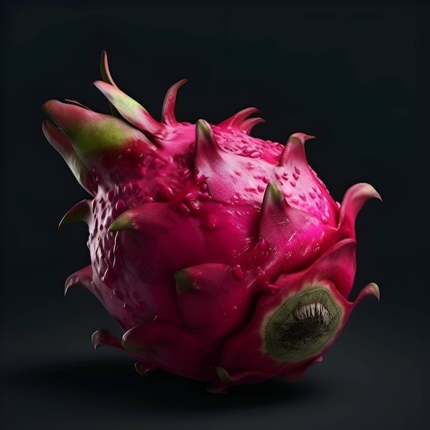 Dragon fruit isolated on black background with clipping path Close up