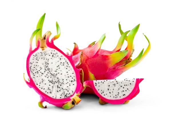 Dragon fruit isolated on white background with copy space