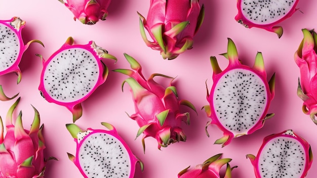 Dragon Fruit on Pink Background