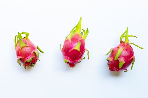 Dragon fruit, pitaya isolated on white.