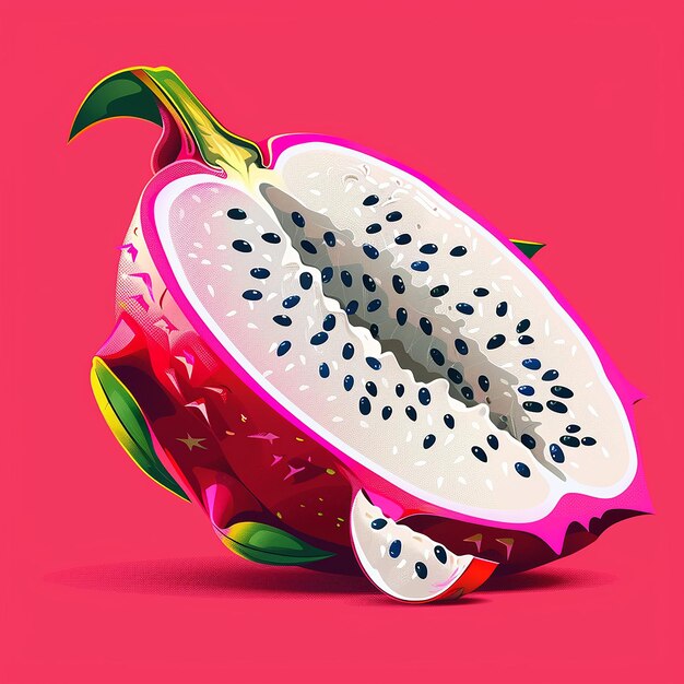 Photo dragon fruit vector icon on flat color background