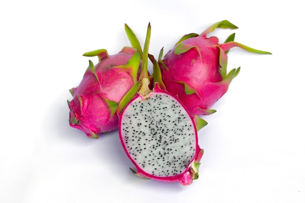 Dragon fruit on white background, Dragon fruit isolated, Healthy fruit