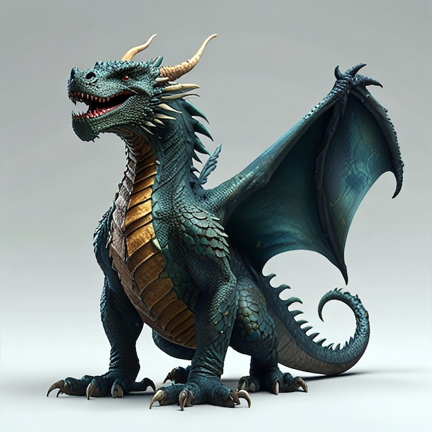 Dragon full body image on white background