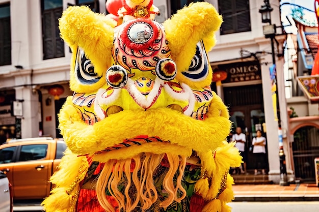 Dragon head costume at Chinese New year celebration in Malaysia