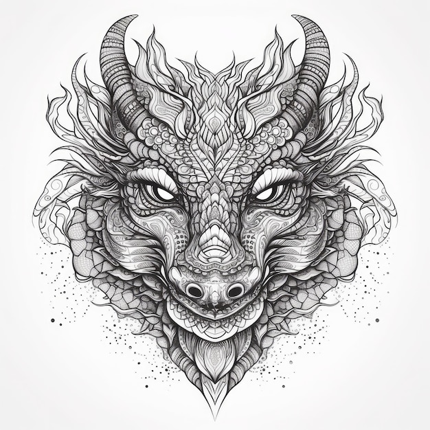 Dragon head in mandala style Illustration AI GenerativexA