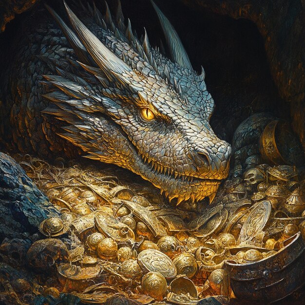 Photo dragon hoard with a chamber of dreams where visions of the future are kept