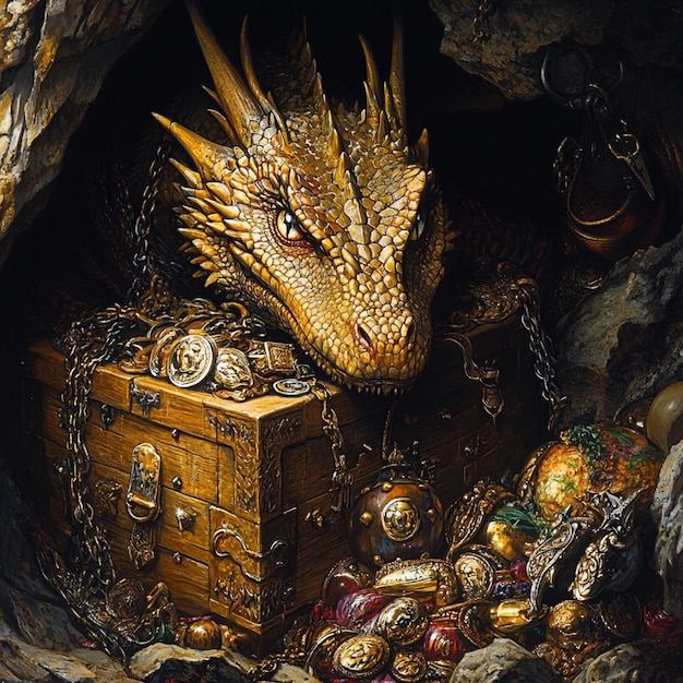 Photo dragon hoard with relics of a lost civilization treasures of a bygone era