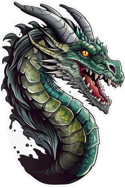 Dragon illustration detailed tshirt design Generative ai