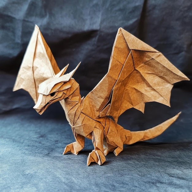 a dragon made by a paper cut out of wood