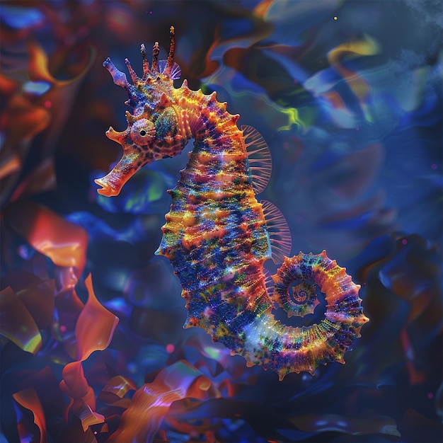 a dragon made of colorful beads and the word seahorse