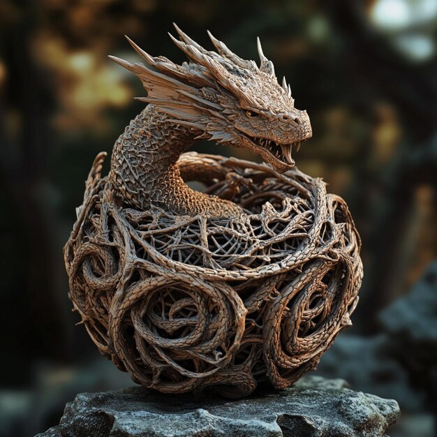 Dragon nests with intricate woven designs