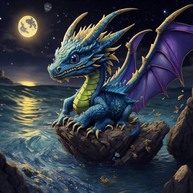 Dragon on the rocks by the sea