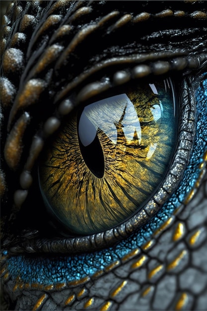 dragon's eyes reflecting